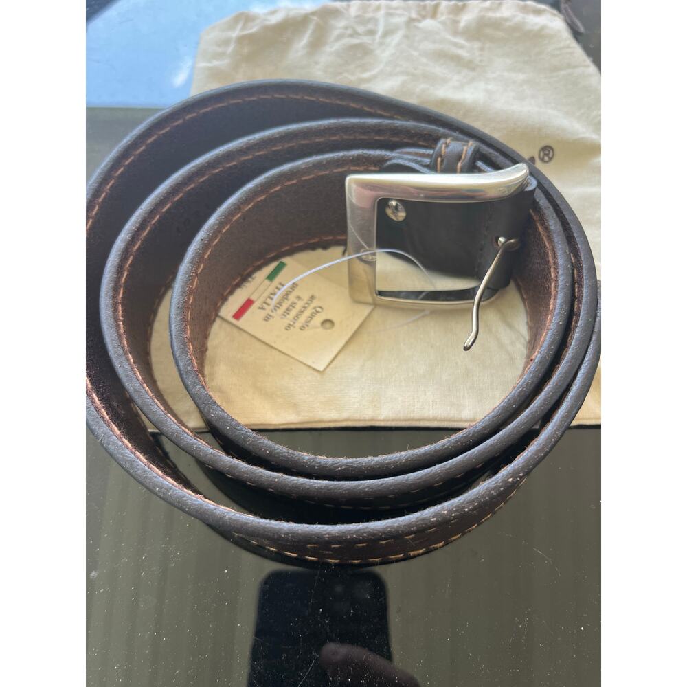 Genny Men’s Brown leather belt- 48” in length- Made in Italy-NWT